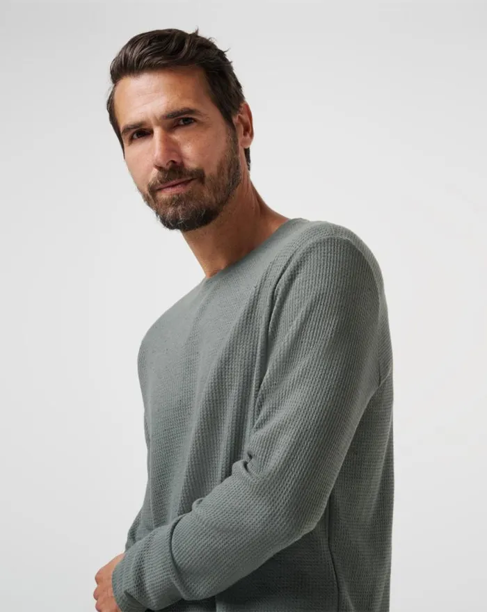 Men CLOUD WAFFLE CREW Dark Olive TravisMathew Hoodies and Sweatshirts