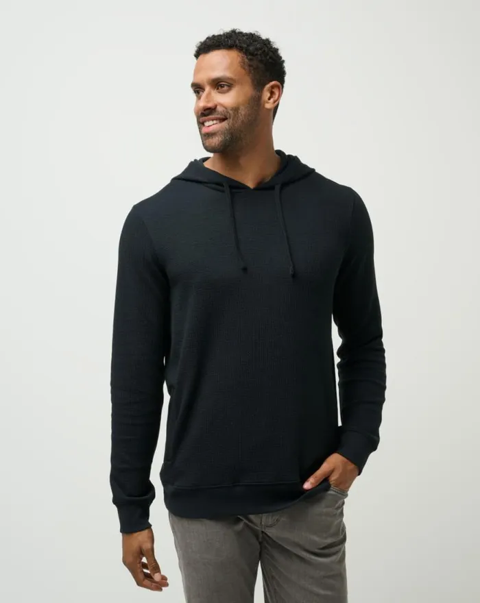 Men CLOUD WAFFLE HOODIE Black TravisMathew Hoodies and Sweatshirts