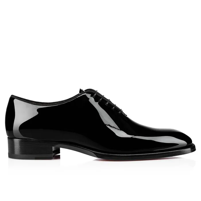 Men Corteo Laceup Shoes 8211 Patent Calf 8211 Black Black Christian Louboutin Buckles and Laceups