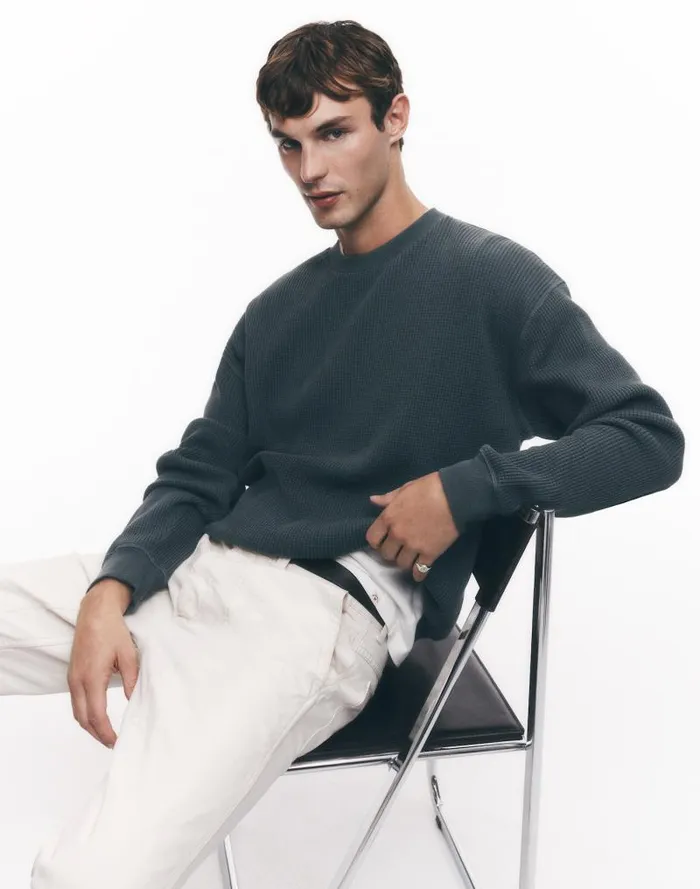 Men Cotton Thermal Sweatshirt Industrial Green Madewell Hoodies and Sweatshirts