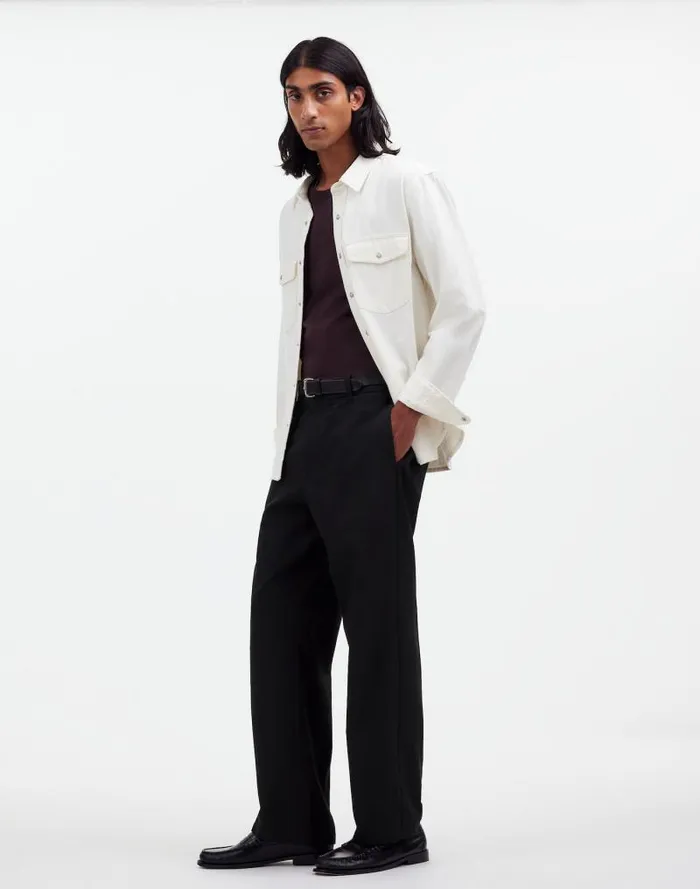 Men CottonWool Blend Trousers True Black Madewell Pants