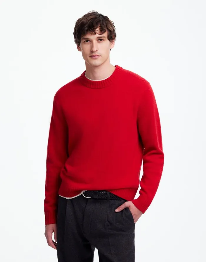Men Crewneck Sweater In SoftWool Pomegranate Seed Madewell Sweaters