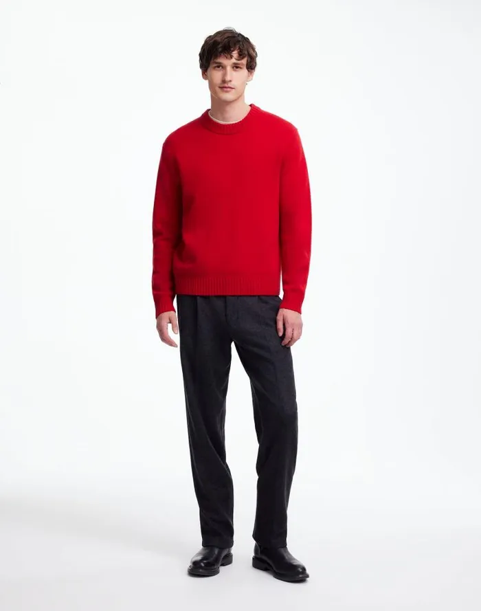 Men Crewneck Sweater In SoftWool Pomegranate Seed Madewell Sweaters