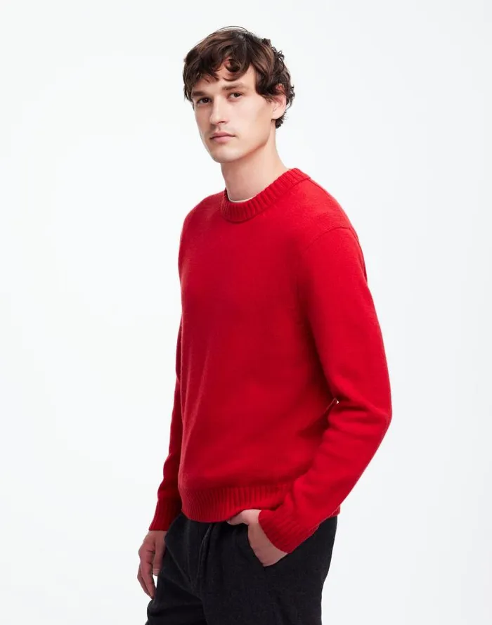 Men Crewneck Sweater In SoftWool Pomegranate Seed Madewell Sweaters