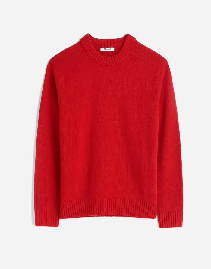 Men Crewneck Sweater In SoftWool Pomegranate Seed Madewell Sweaters