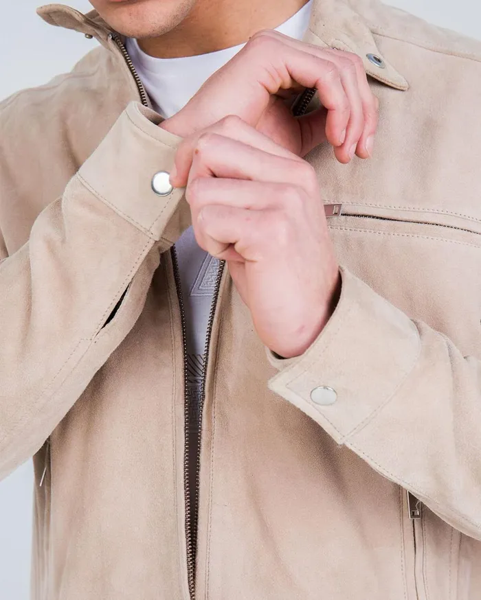 Men Cruyff Jackets Esteban Suede Biker Jacket Crme Men Cruyff Jackets Esteban Suede Biker Jacket Crme