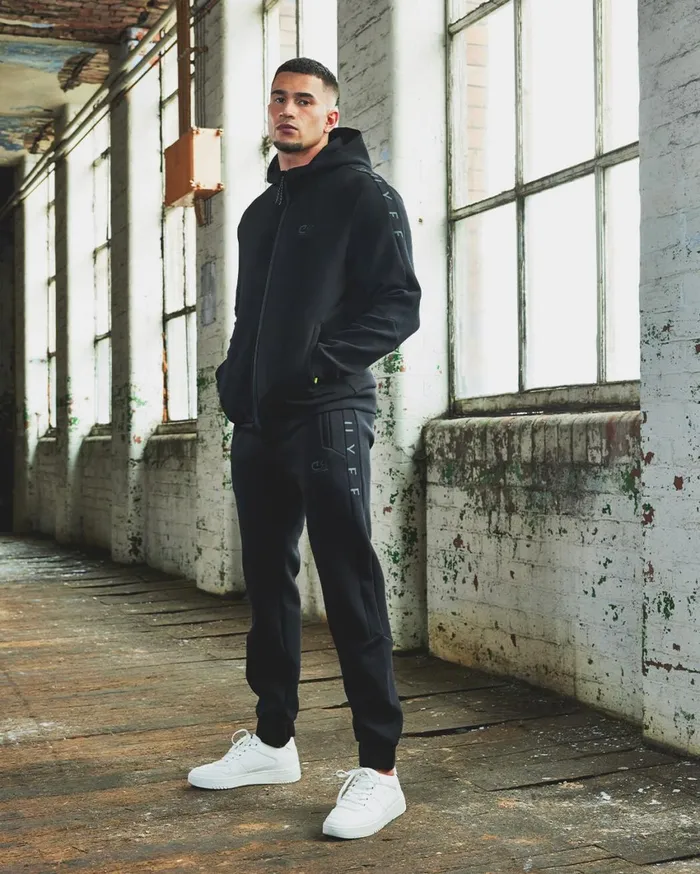 Men Cruyff Sweats and Hoodies Ignite Tape Hood Black Men Cruyff Sweats and Hoodies Ignite Tape Hood Black