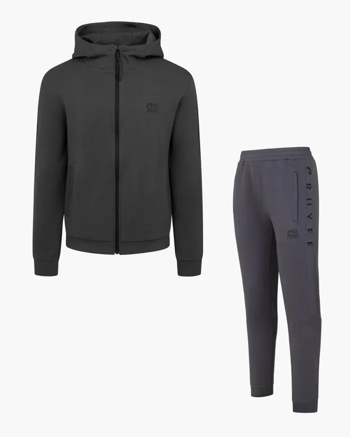 Men Cruyff Sweats and Hoodies Ignite Tape Hood Light Grey