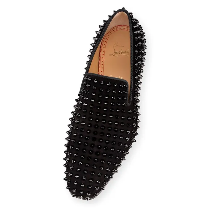 Men Dandelion Spikes Loafers 8211 Veau Velours 8211 Black Black Christian Louboutin Loafers and Slipons