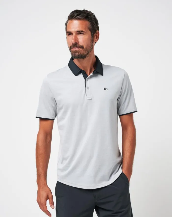 Men DEEP START POLO Heather Greyblack TravisMathew Polos