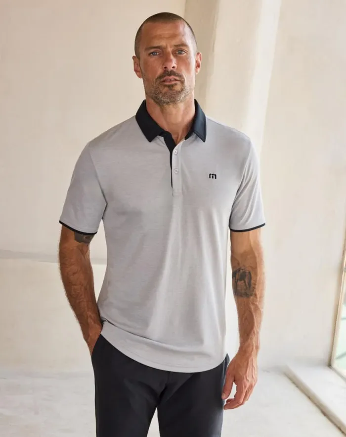 Men DEEP START POLO Heather Greyblack TravisMathew Polos