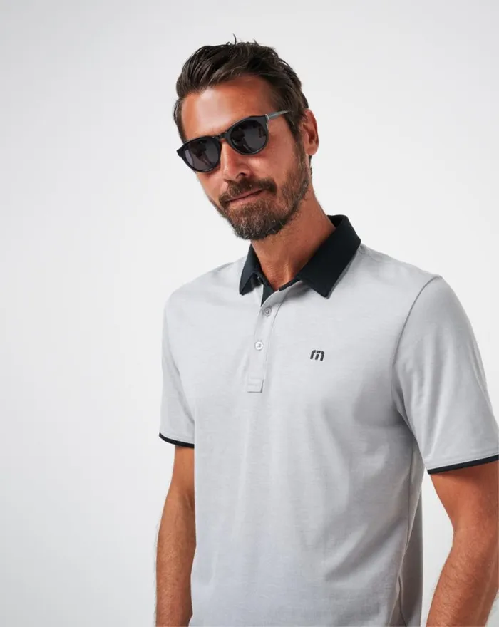 Men DEEP START POLO Heather Greyblack TravisMathew Polos