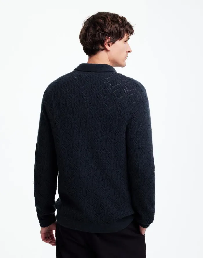 Men DiamondStitch Sweater Shirt In SoftWool Dark Metal Madewell Shirts