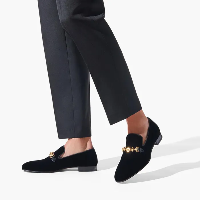 Men Equiswing Loafers 8211 Velvet 8211 Black Black Christian Louboutin Loafers and Slipons