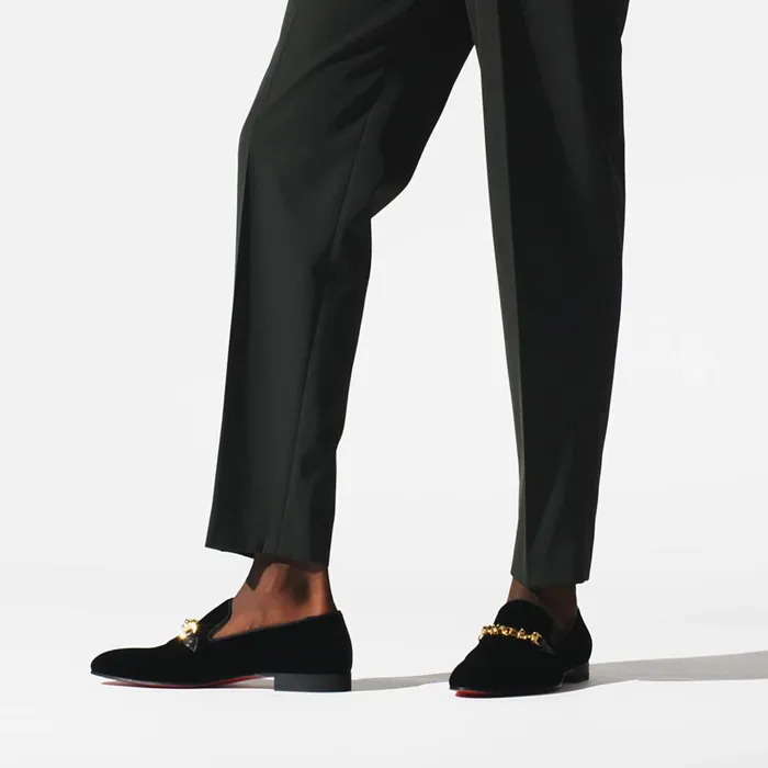 Men Equiswing Loafers 8211 Velvet 8211 Black Black Christian Louboutin Loafers and Slipons