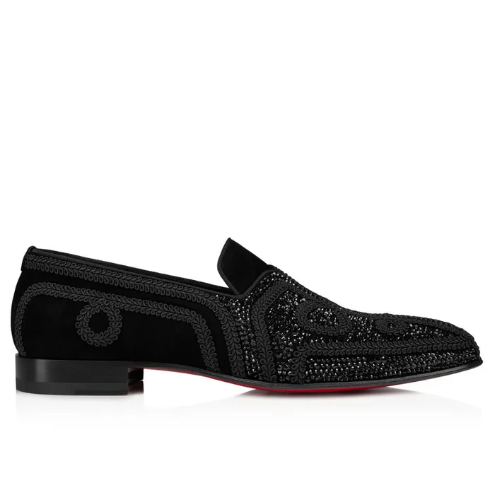 Men Esmeraldo Loafers 8211 Suede And Strass 8211 Black Black Christian Louboutin Loafers and Slipons