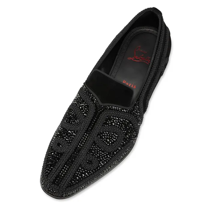 Men Esmeraldo Loafers 8211 Suede And Strass 8211 Black Black Christian Louboutin Loafers and Slipons