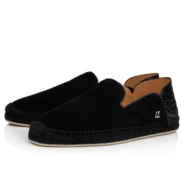 Men Espadon Espadrilles 8211 Calf Leather And Alligator Embossed Calf Leather 8211 Black Black Christian Louboutin Sandals and Espadrilles Men Espadon Espadrilles 8211 Calf Leather And Alligator Embossed Calf Leather 8211 Black Black Christian Louboutin Sandals and Espadrilles