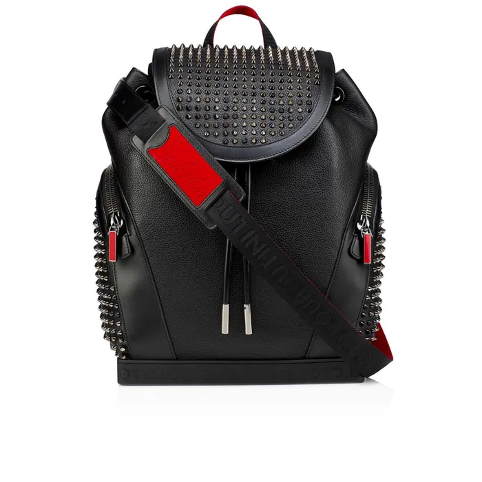 Men Explorafunk Backpack 8211 Grained Calf Leather 8211 Black Black Christian Louboutin Backpacks