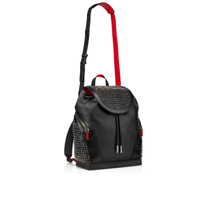 Men Explorafunk Backpack 8211 Grained Calf Leather 8211 Black Black Christian Louboutin Backpacks