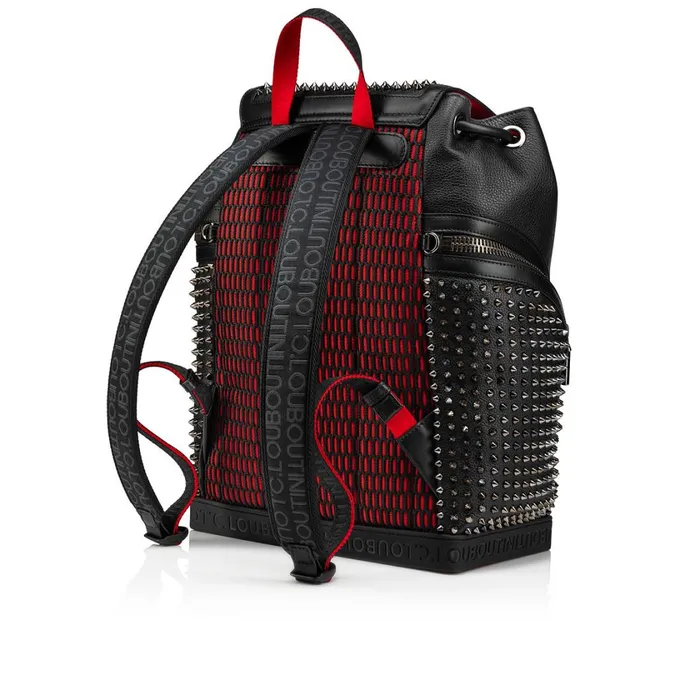 Men Explorafunk Backpack 8211 Grained Calf Leather 8211 Black Black Christian Louboutin Backpacks