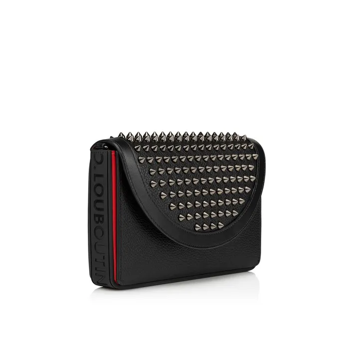 Men Explorafunk Chain Wallet 8211 Grained Calf Leather Rubber And Spikes 8211 Black Black Christian Louboutin Crossbody Bags