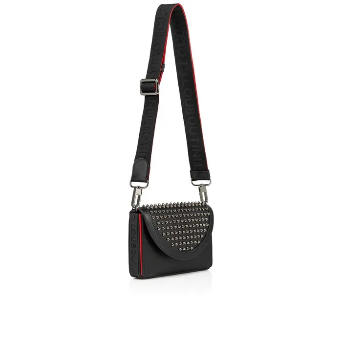 Men Explorafunk Chain Wallet 8211 Grained Calf Leather Rubber And Spikes 8211 Black Black Christian Louboutin Crossbody Bags
