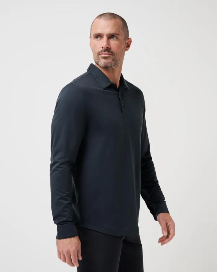 Men FEATHERWEIGHT LONG SLEEVE POLO Black TravisMathew Polos