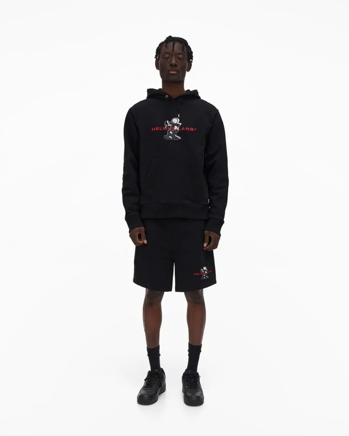 Men Figure Hoodie Basalt Black Helmut Lang Sweatshirts