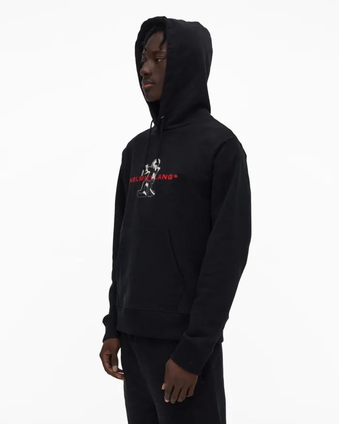 Men Figure Hoodie Basalt Black Helmut Lang Sweatshirts