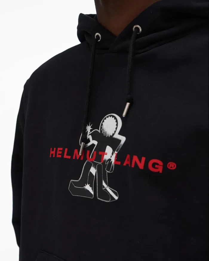 Men Figure Hoodie Basalt Black Helmut Lang Sweatshirts