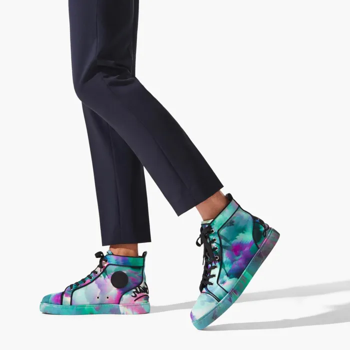 Men Fun Louis Hightop Sneakers 8211 Fabric Melancholia Print 8211 Multicolor Multicolor Christian Louboutin High Top Sneakers