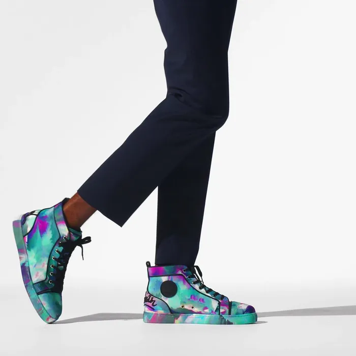 Men Fun Louis Hightop Sneakers 8211 Fabric Melancholia Print 8211 Multicolor Multicolor Christian Louboutin High Top Sneakers