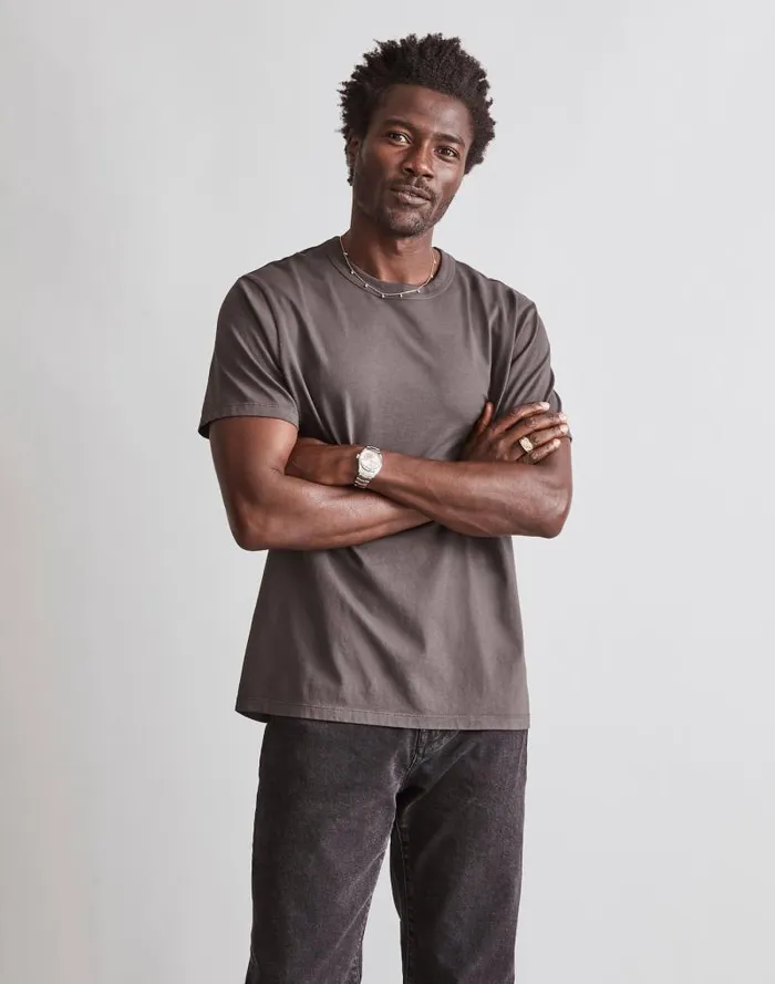 Men GarmentDyed Allday Crewneck Tee Black Coal Madewell Tees