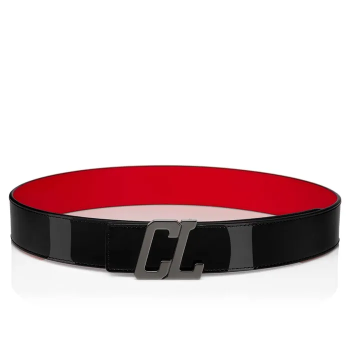 Men Happy Rui CL Logo Belt Belt 8211 Patent Calf 8211 Black Multicolor Christian Louboutin Belts