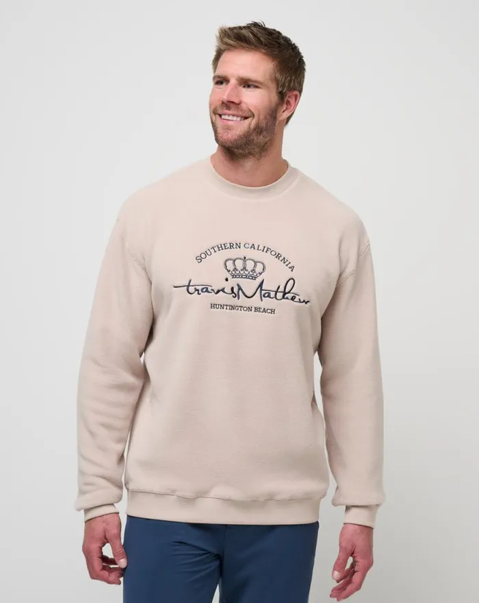 Men HAVE A GANDER CREW Oxford Tan TravisMathew Hoodies and Sweatshirts
