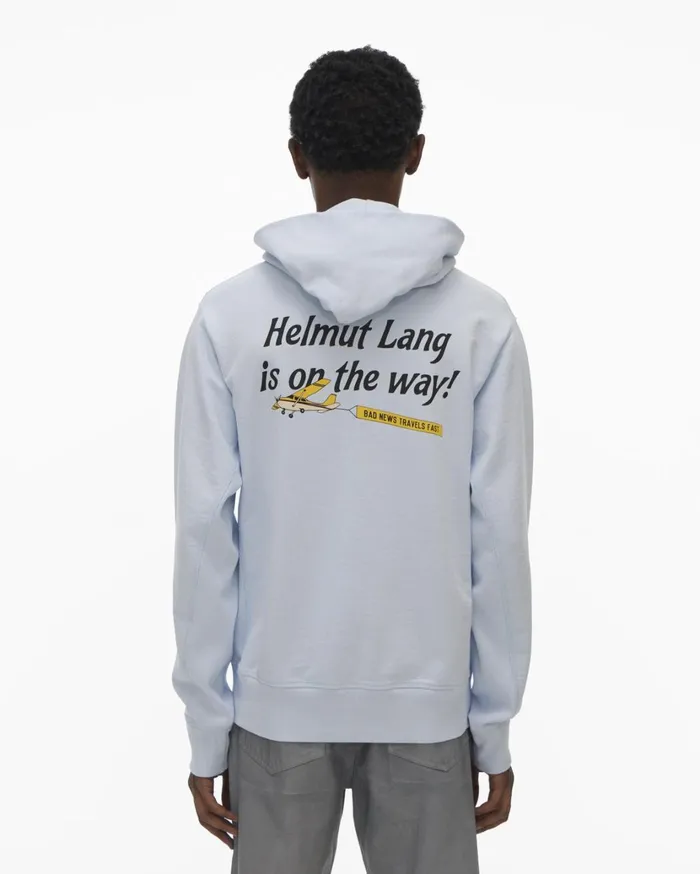 Men Heads Up Hoodie Cyber Blue Helmut Lang Sweatshirts