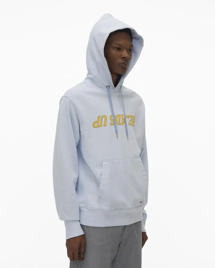 Men Heads Up Hoodie Cyber Blue Helmut Lang Sweatshirts
