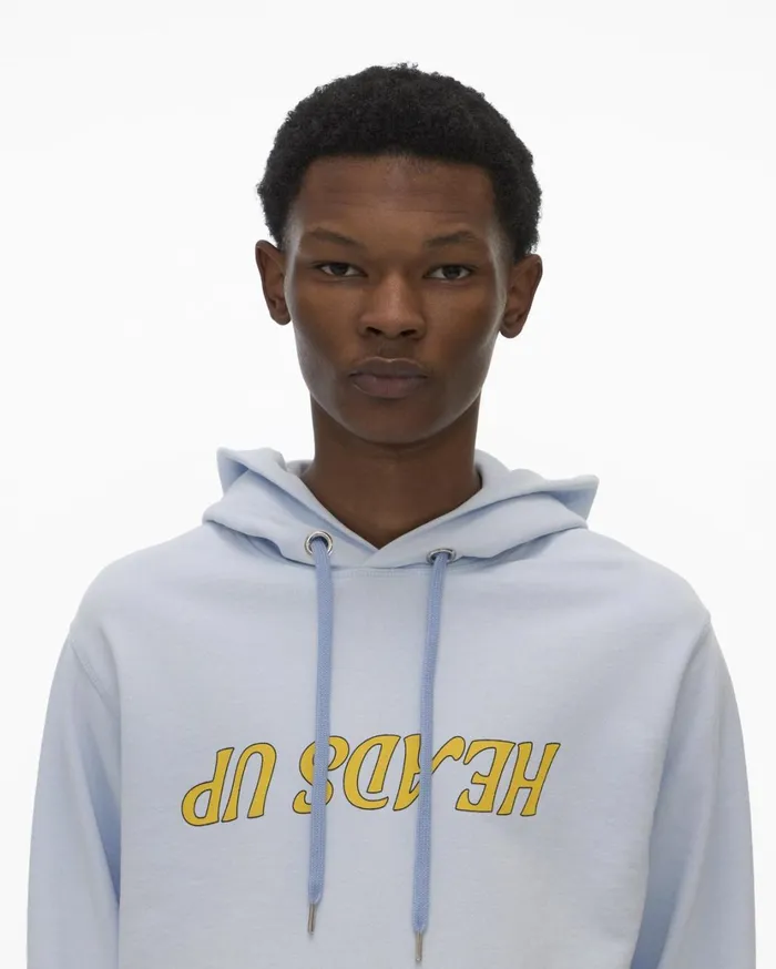 Men Heads Up Hoodie Cyber Blue Helmut Lang Sweatshirts