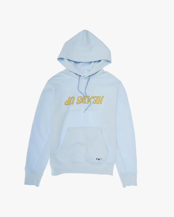 Men Heads Up Hoodie Cyber Blue Helmut Lang Sweatshirts