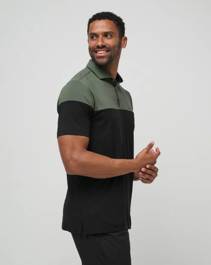 Men HEATER PRO COLOR BLOCK POLO Dark Olive TravisMathew Polos