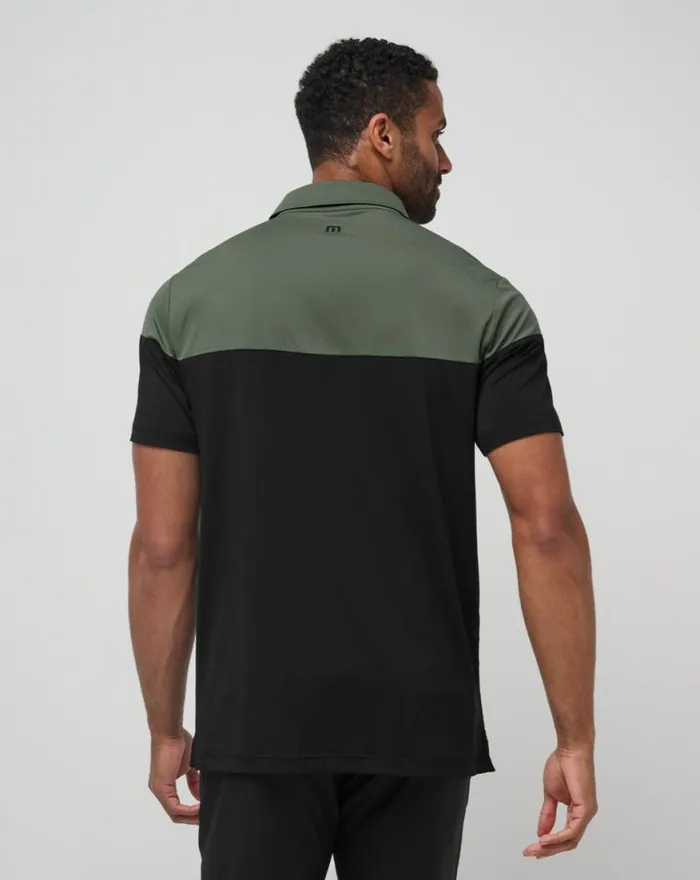 Men HEATER PRO COLOR BLOCK POLO Dark Olive TravisMathew Polos