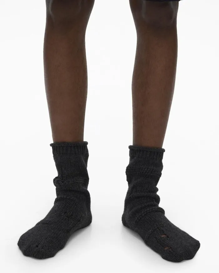 Men Heritage Distressed Socks Charcoal Helmut Lang Socks