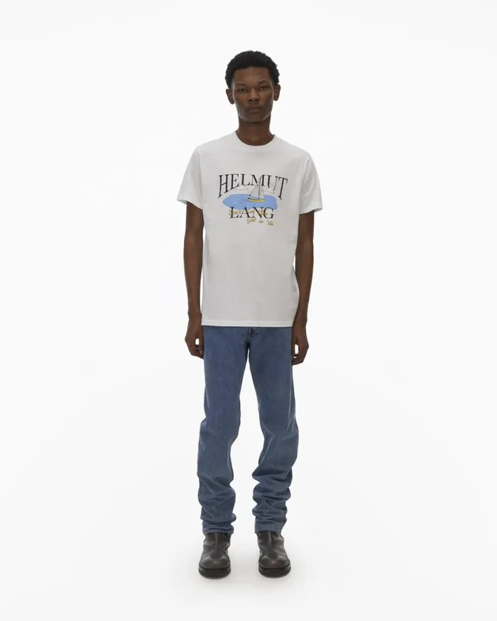 Men HL Ocean Tee Chalk White Helmut Lang TShirts