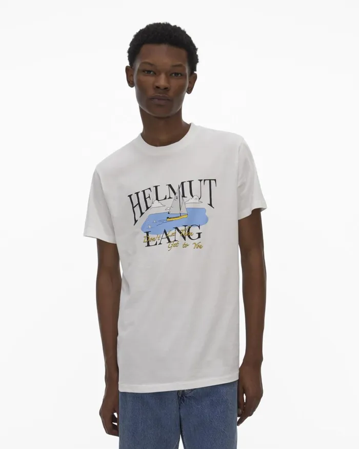 Men HL Ocean Tee Chalk White Helmut Lang TShirts