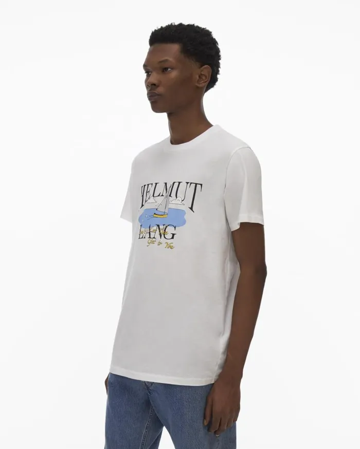 Men HL Ocean Tee Chalk White Helmut Lang TShirts