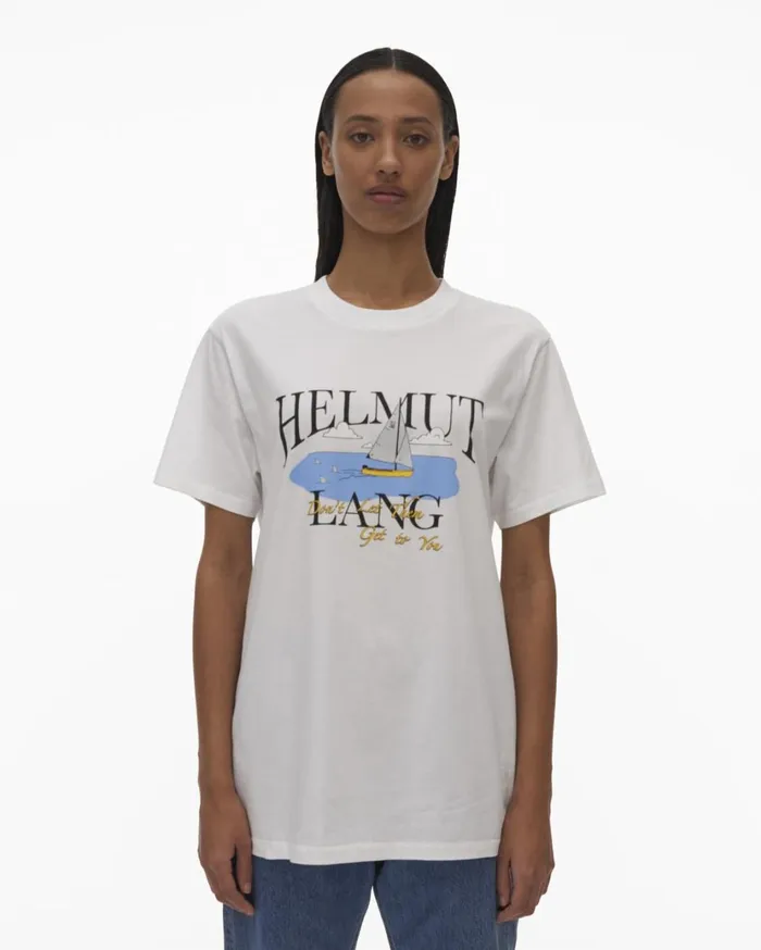 Men HL Ocean Tee Chalk White Helmut Lang TShirts
