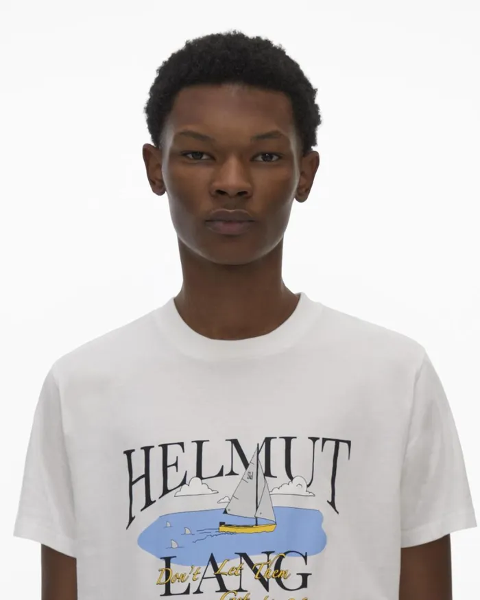 Men HL Ocean Tee Chalk White Helmut Lang TShirts