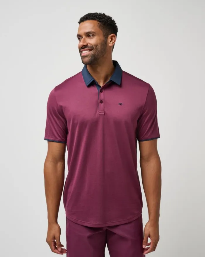 Men HOME GAME POLO Mauve Wine TravisMathew Polos