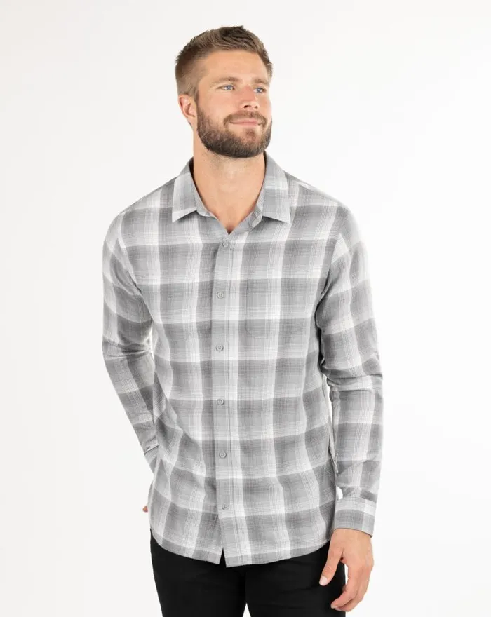 Men INLAND BUTTONUP Heather Sleet TravisMathew ButtonUps